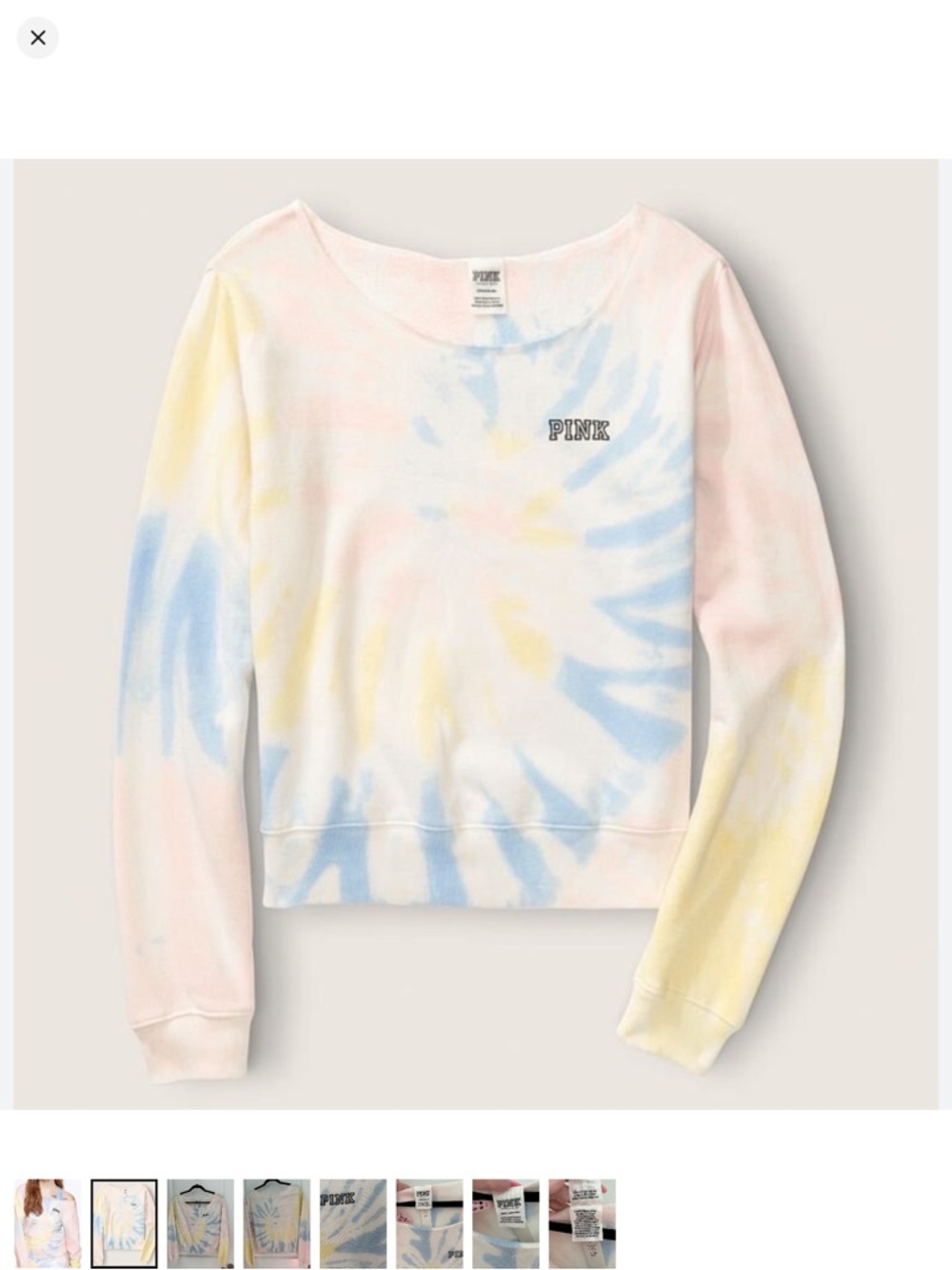 PINK Tie-Dye Off-Shoulder Sweatshirt — Pastel Multi